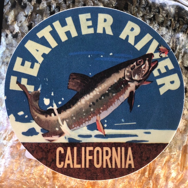 Feather River, California (Steelhead Trout) - Vintage Image [vinyl sticker]