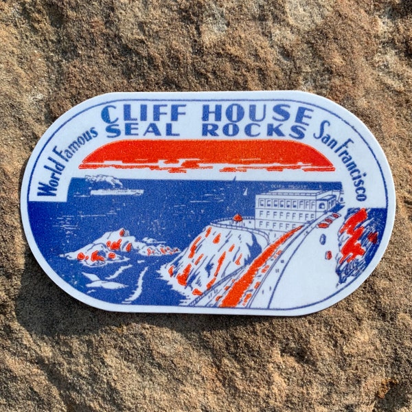 World Famous Cliff House at Seal Rocks (San Francisco) California, Vintage Image [vinyl sticker]