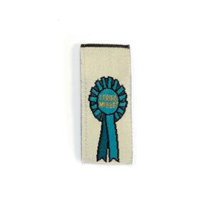 May include: An off-white fabric patch with a teal ribbon design. The ribbon features the text "I TRIED MY BEST" in gold lettering. The patch has a black border. Likely an iron-on or sew-on patch for clothing or accessories.