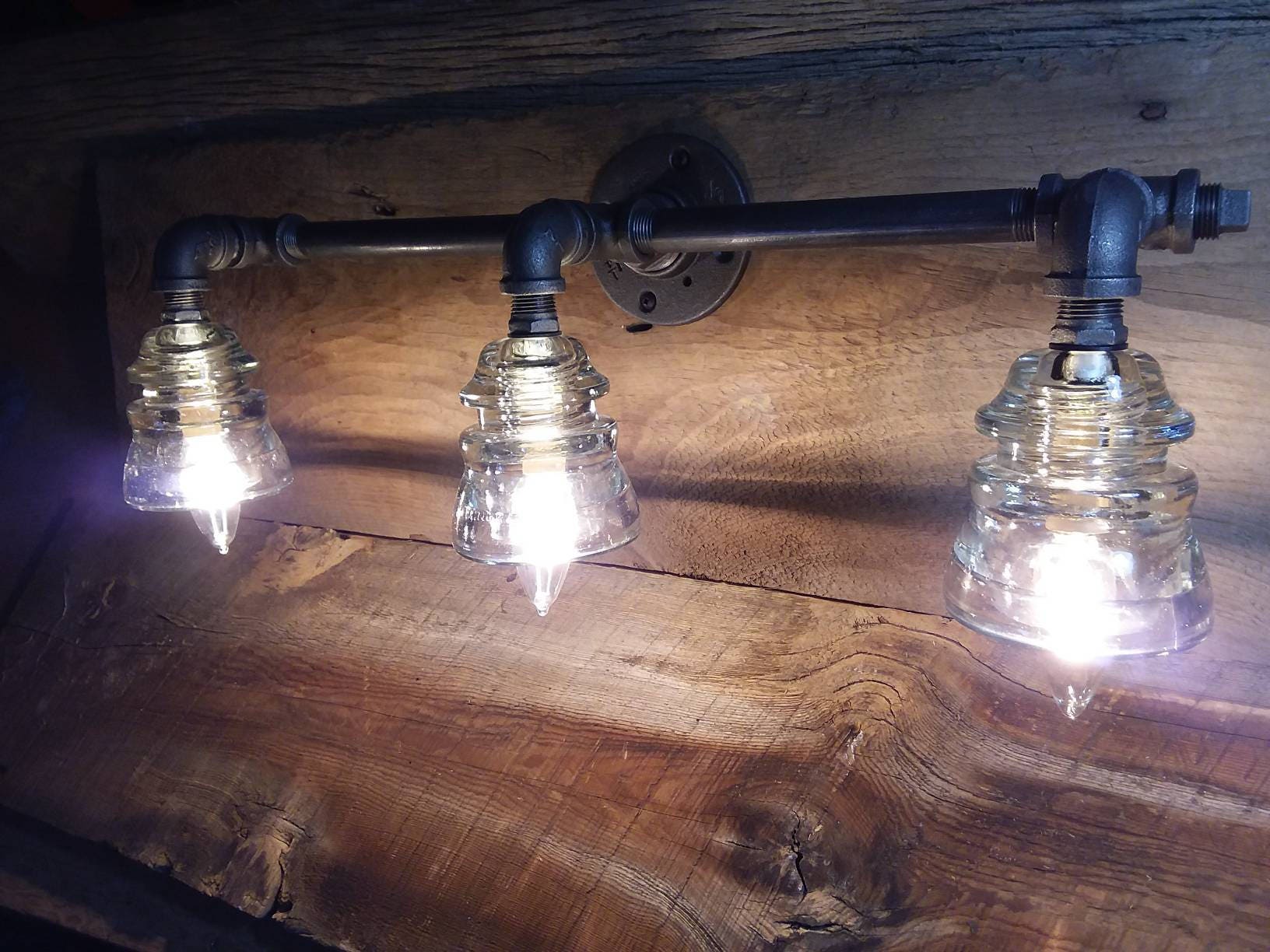 Triple Glass Insulator Wall Sconce Industrial Lighting Etsy