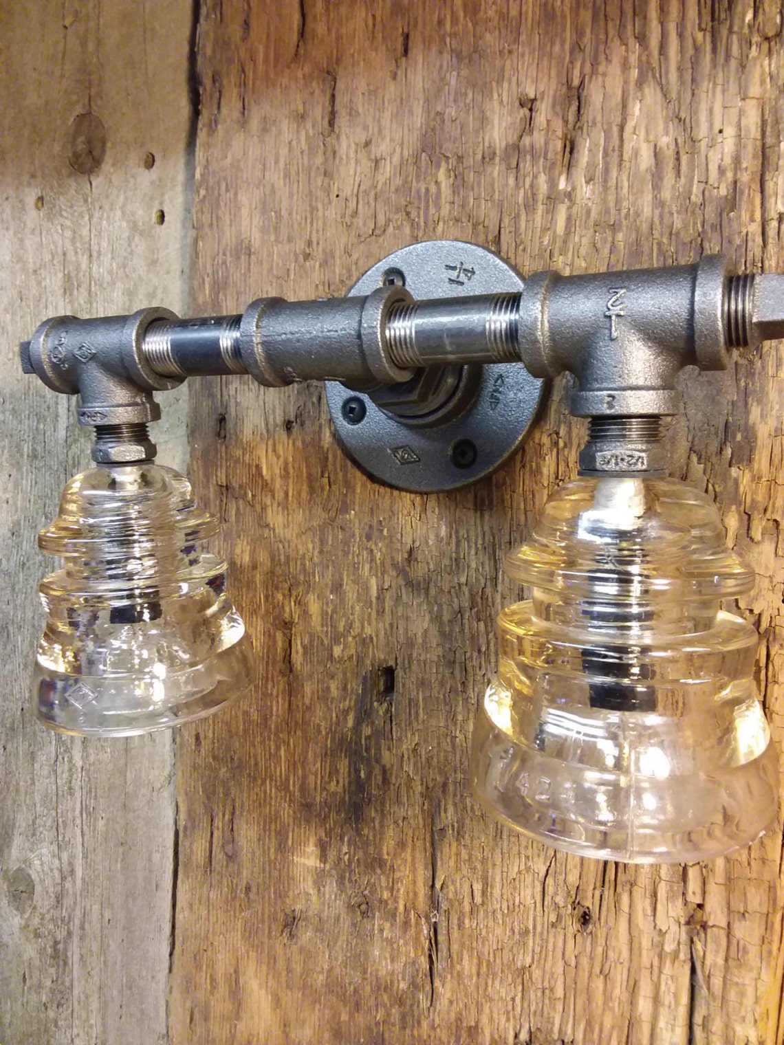 Double glass insulator wall sconce industrial lighting Etsy