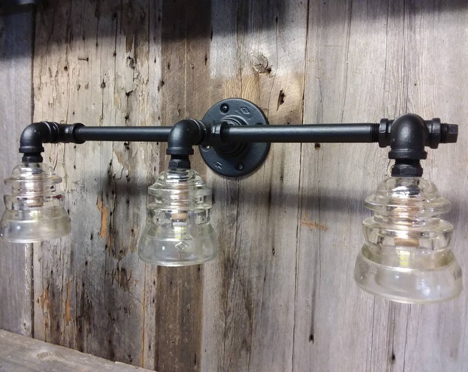 Triple Glass Insulator Wall Sconce Industrial Lighting Etsy