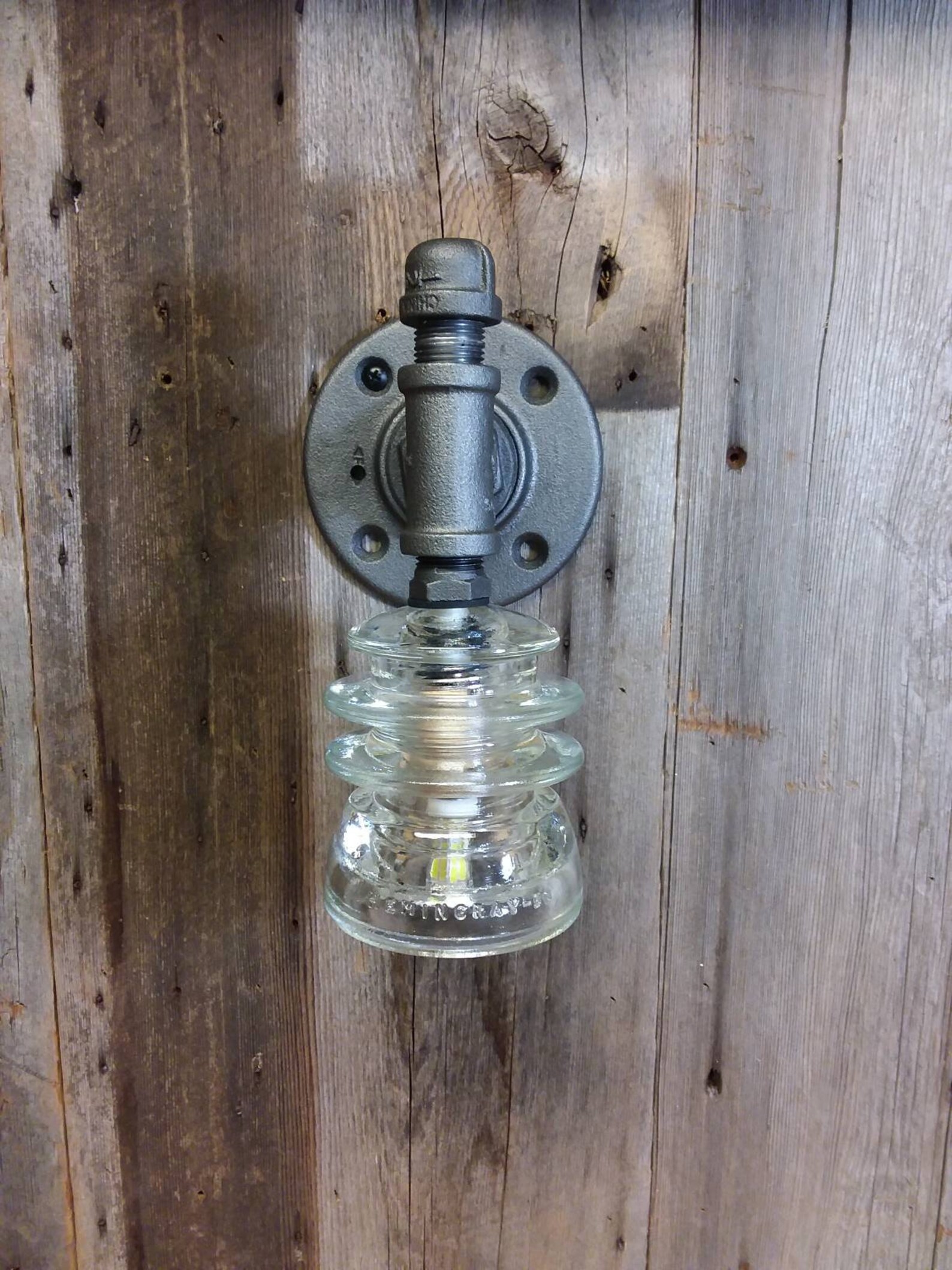 Glass Insulator Wall Sconce Industrial Lighting Steampunk Etsy