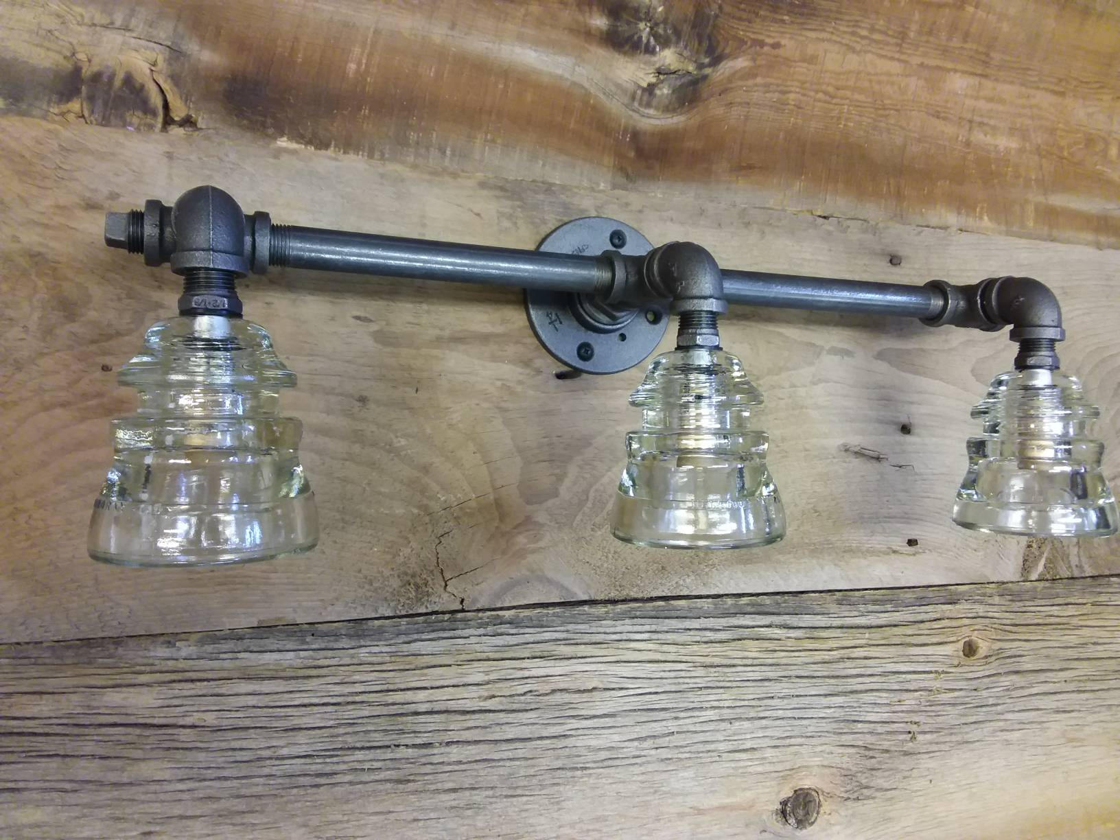 Triple Glass Insulator Wall Sconce Industrial Lighting Etsy