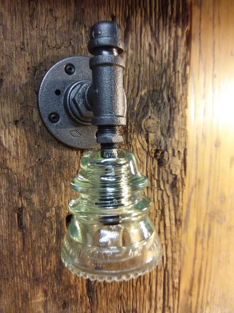 Glass insulator wall sconce industrial lighting steampunk Etsy