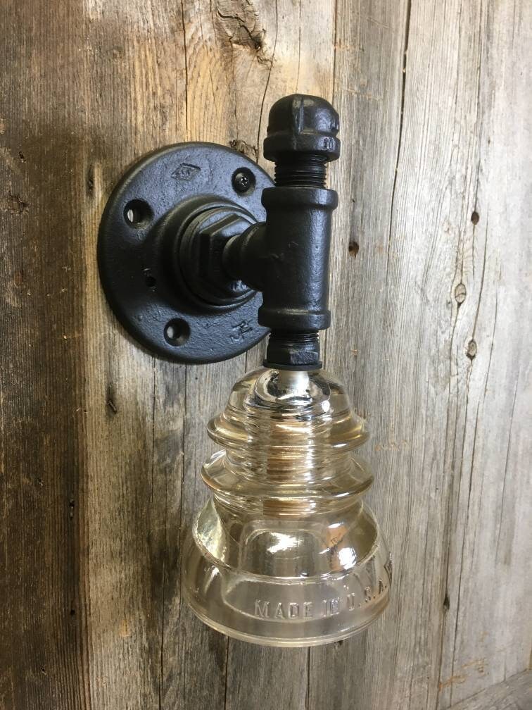 Glass insulator wall sconce industrial lighting steampunk Etsy