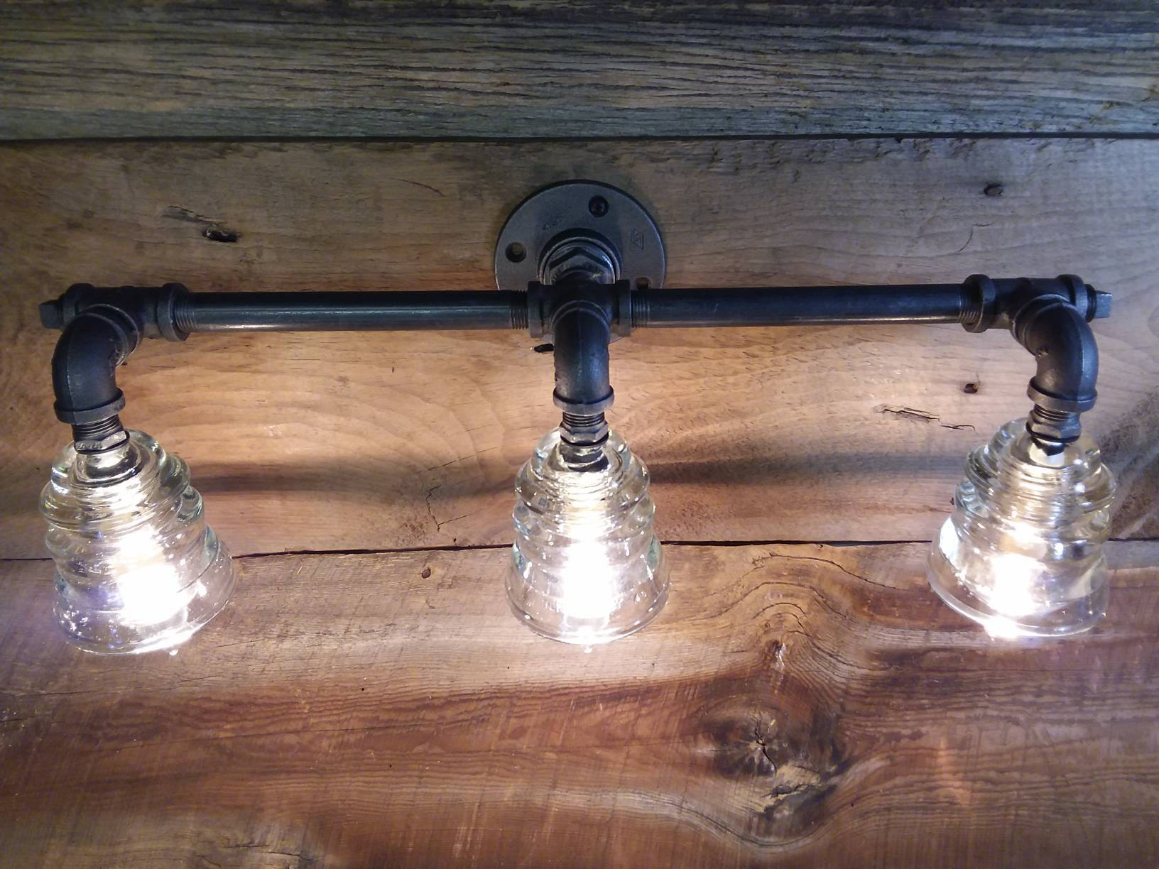 Triple Glass Insulator Wall Sconce Industrial Lighting Etsy