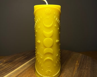 Cycles of the Moon Ritual Beeswax Candle Natural