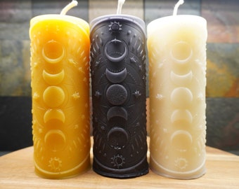 Cycles of the Moon Ritual Beeswax Candle Natural