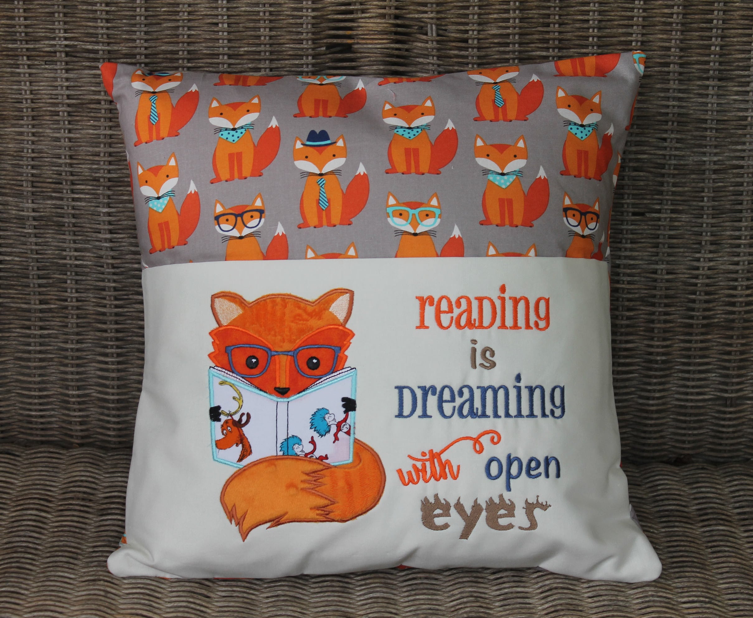 Reading Pillow Pocket Pillow Young Reader Book Pillow Fox Etsy