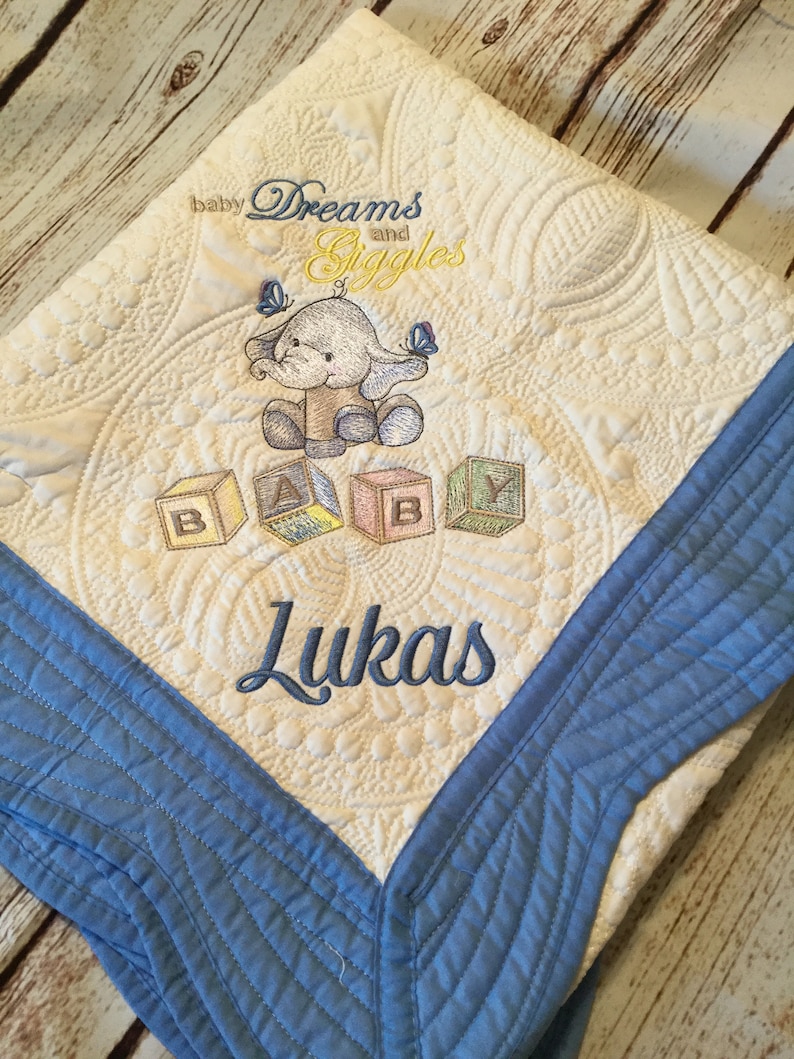 Embroidered Baby Quilt Personalized Baby Quilt Embroidered Etsy