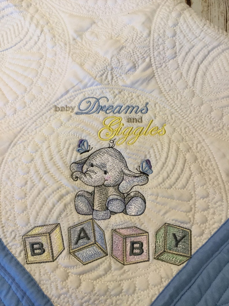 Embroidered Baby Quilt Personalized Baby Quilt Embroidered Etsy