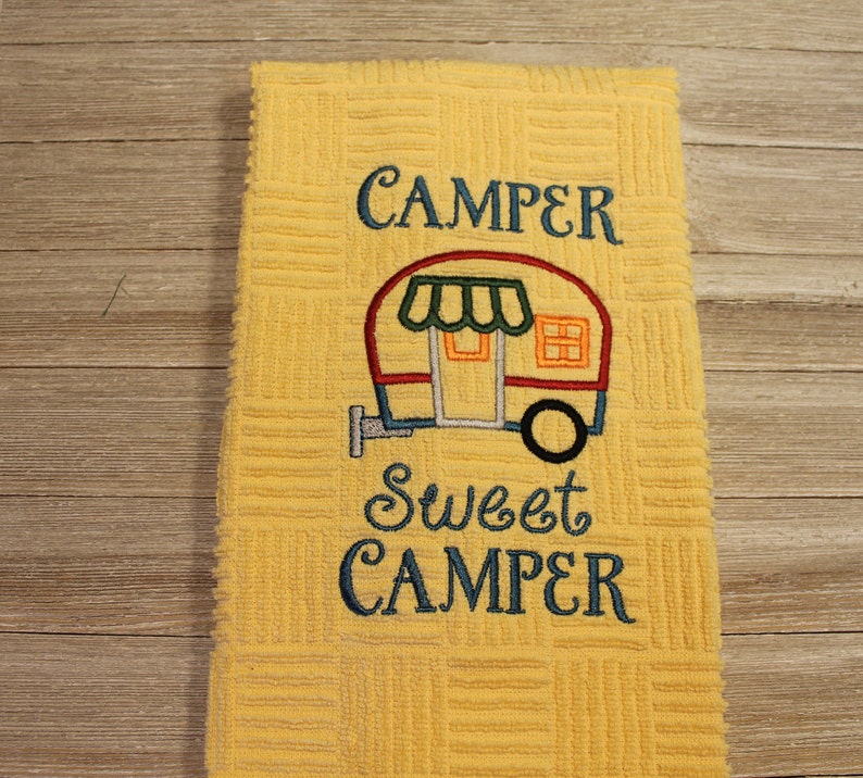 Embroidered Kitchen Towel Camper Camping kitchen towel Etsy