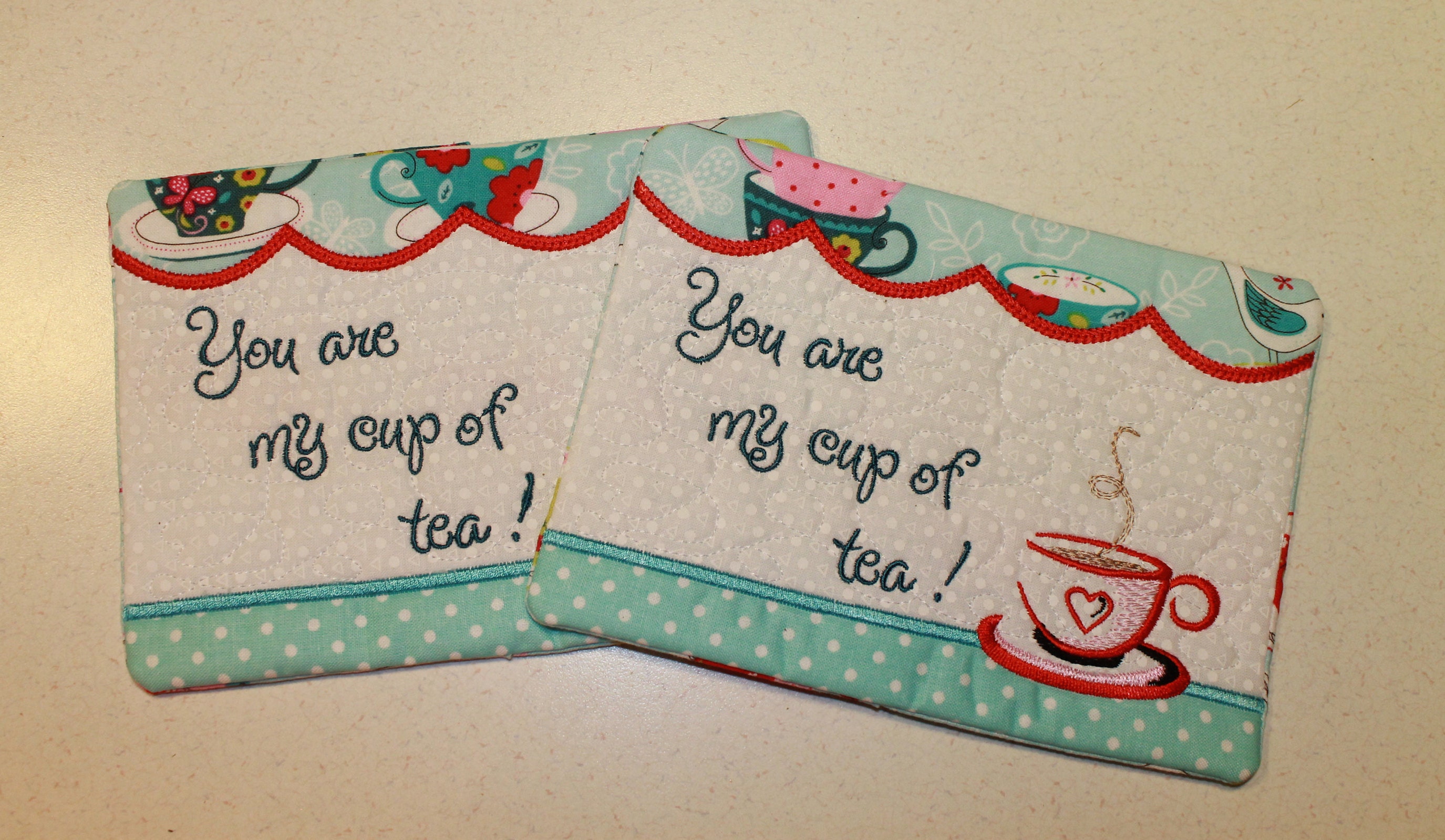 Mug Rug Coaster Coffee Mug Rug Embroidered Gift Handmade Etsy