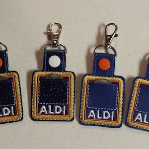 Aldi Key chain, Key chain, Aldi Keychain, Zipper Pull, Handmade, Embroidered, Key Fob, gift, Quarter holder