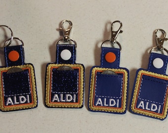 Aldi Key chain, Key chain, Aldi Keychain, Zipper Pull, Handmade, Embroidered, Key Fob, gift, Quarter holder