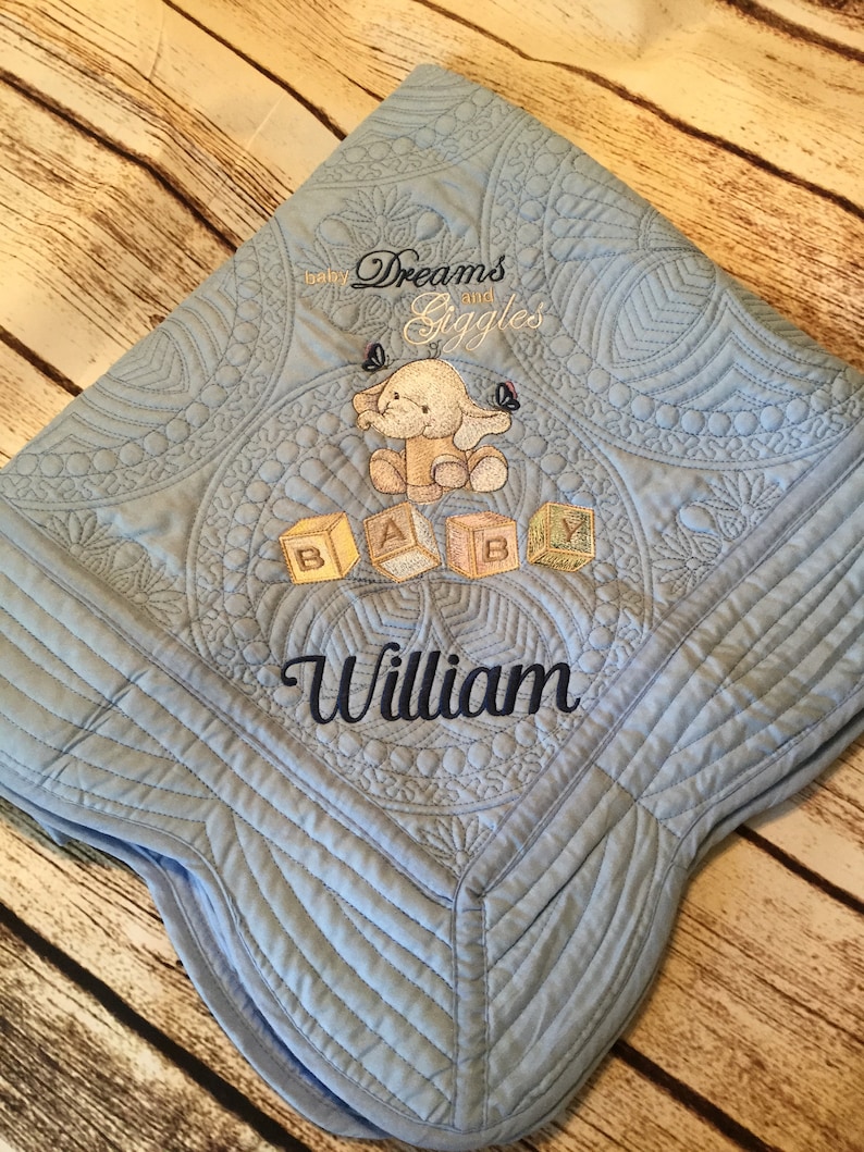 Embroidered Baby Quilt Personalized Baby Quilt Embroidered Etsy