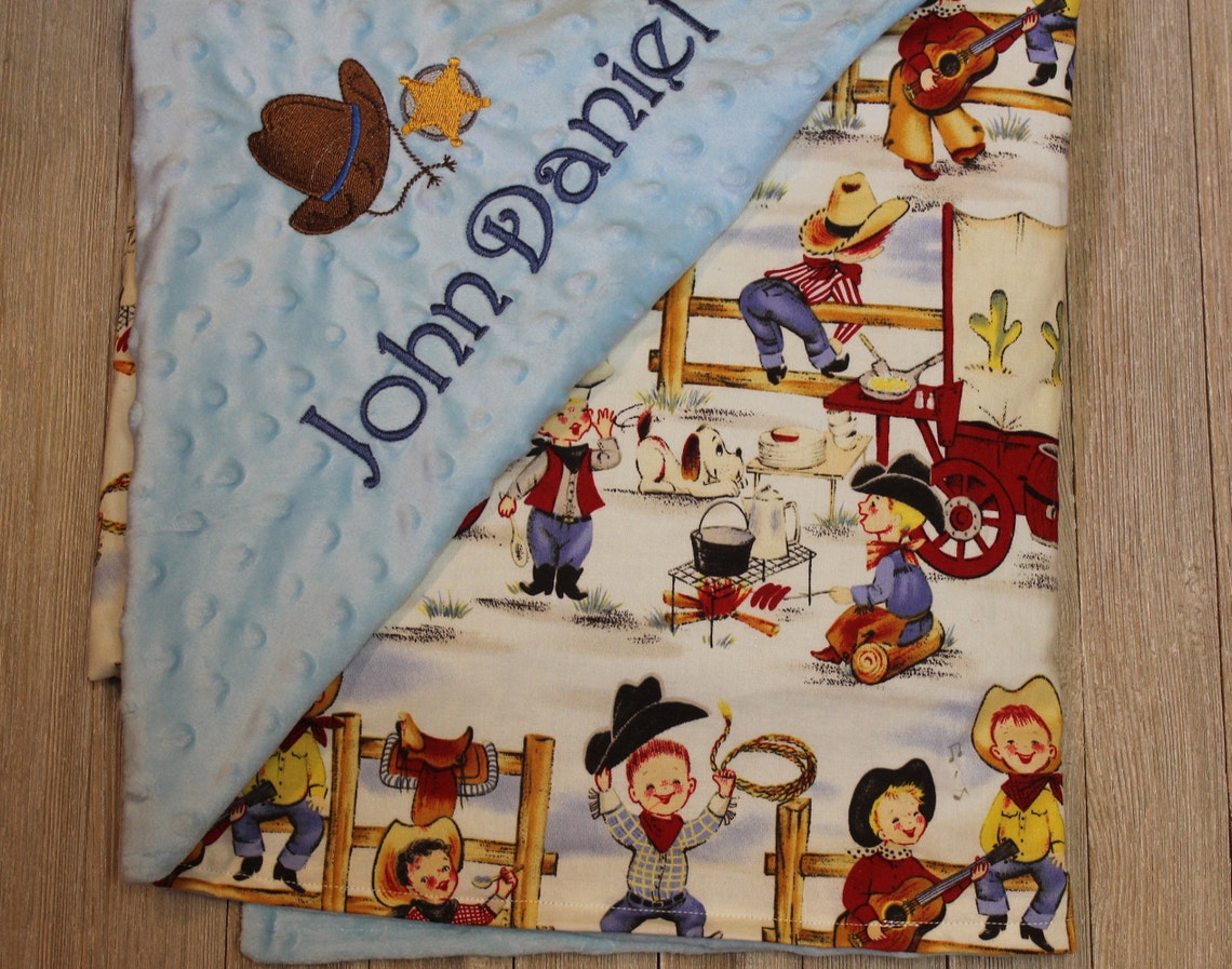 Personalized Baby Blanket Cowboy Baby Blanket Burp Cloth Etsy