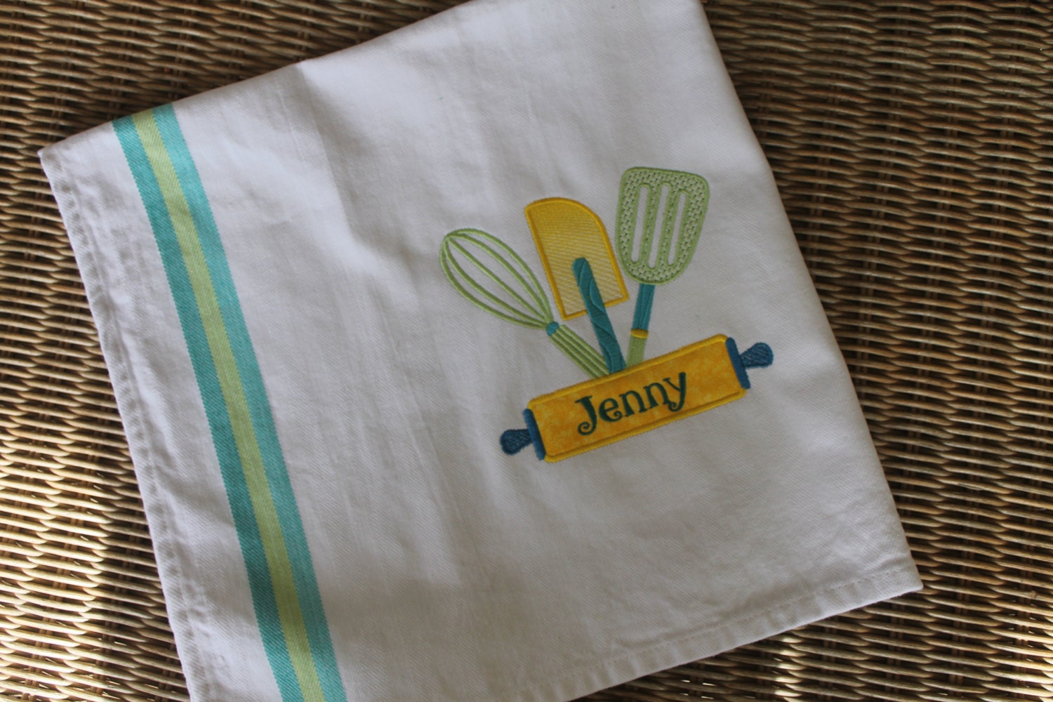 Personalized Kitchen Towel Embroidered Kitchen Towel Kitchen Etsy