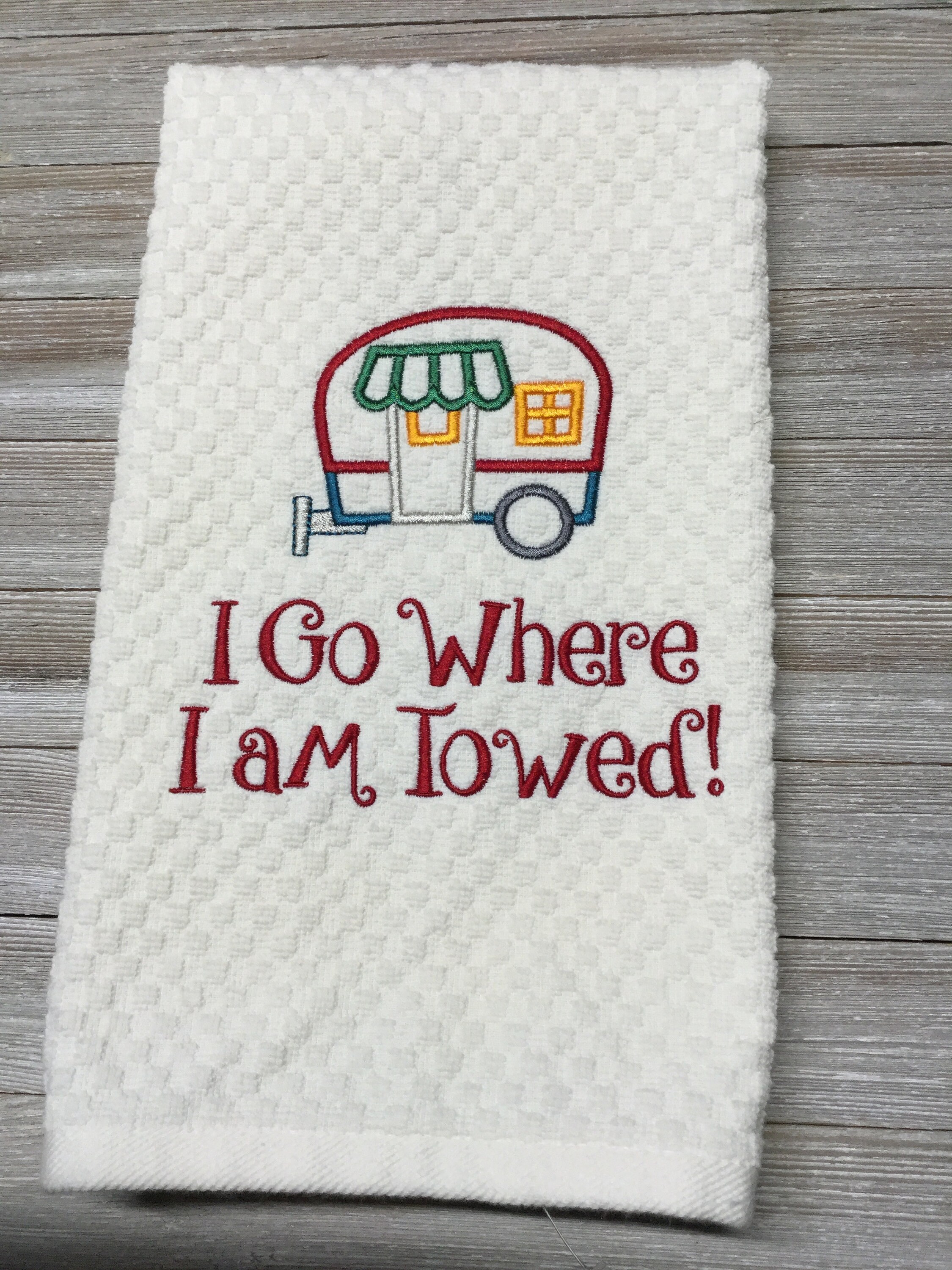 Embroidered Kitchen Towel Camper Camping Kitchen Towel Etsy