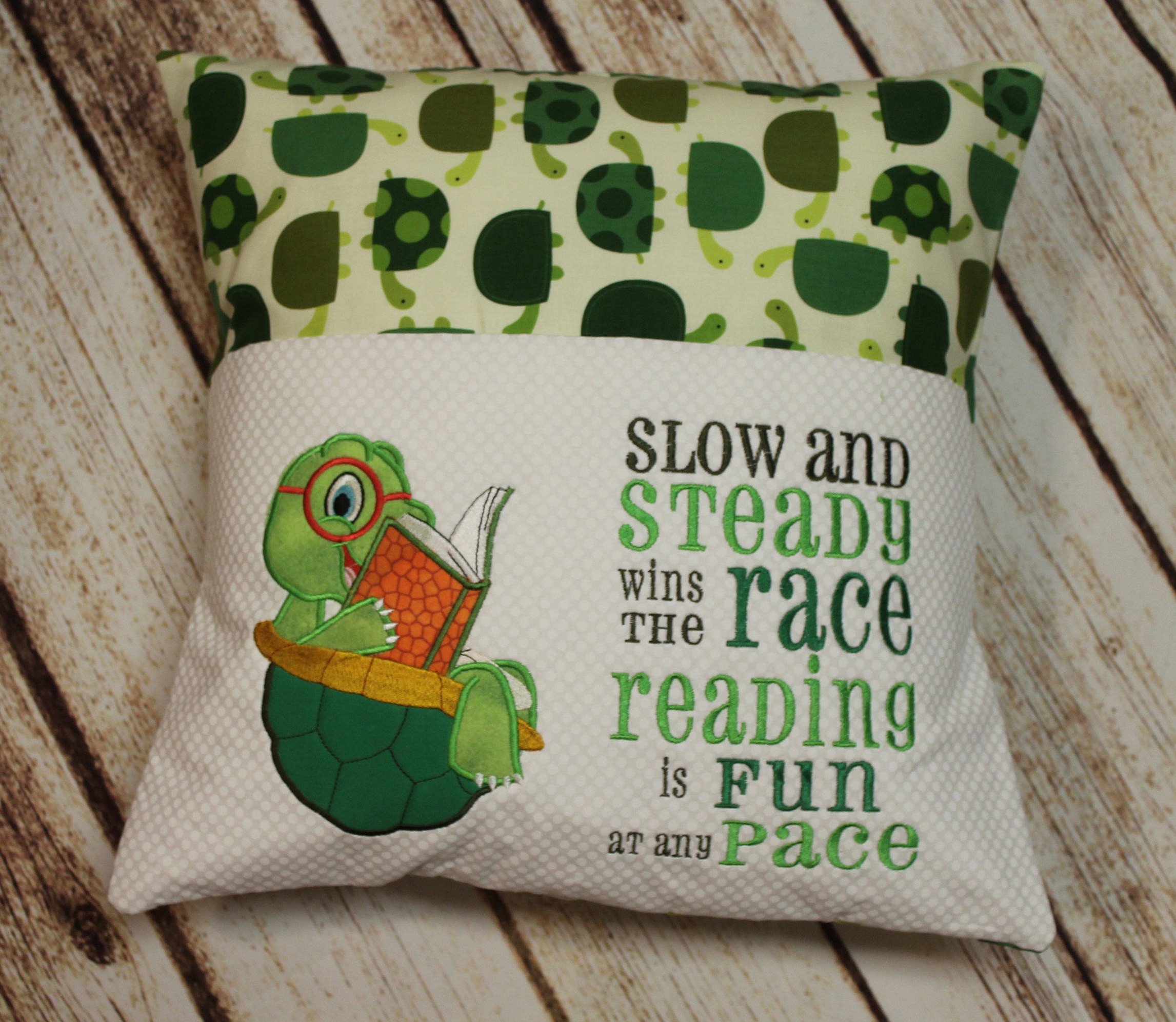 Reading Pillow Pocket Pillow Reading Book Pillow Turtle Etsy