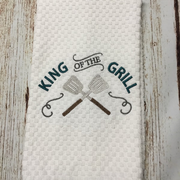 Embroidered Kitchen Towel, Kitchen towel, Terry kitchen towel, Grill towel, Grilling towel, Grilling, Father's Day, Dad, Handmade