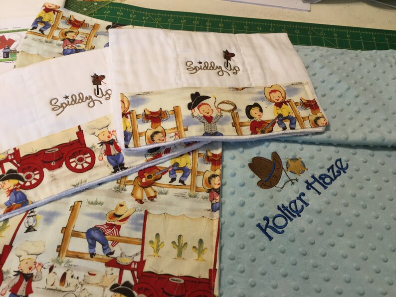 Personalized Baby Blanket Cowboy Baby Blanket Burp Cloth Etsy
