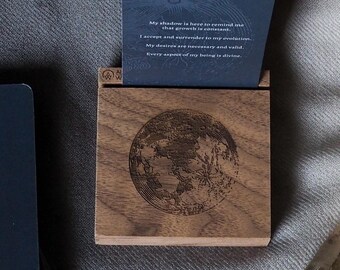 Small Wooden Oracle Card Stand with Full Moon