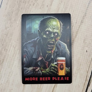 Zombie Drinking a Beer matte decal Sticker for car, laptop, water bottle and many others