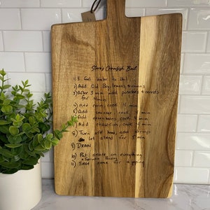 laser engraved handwritten recipe cutting board image 2
