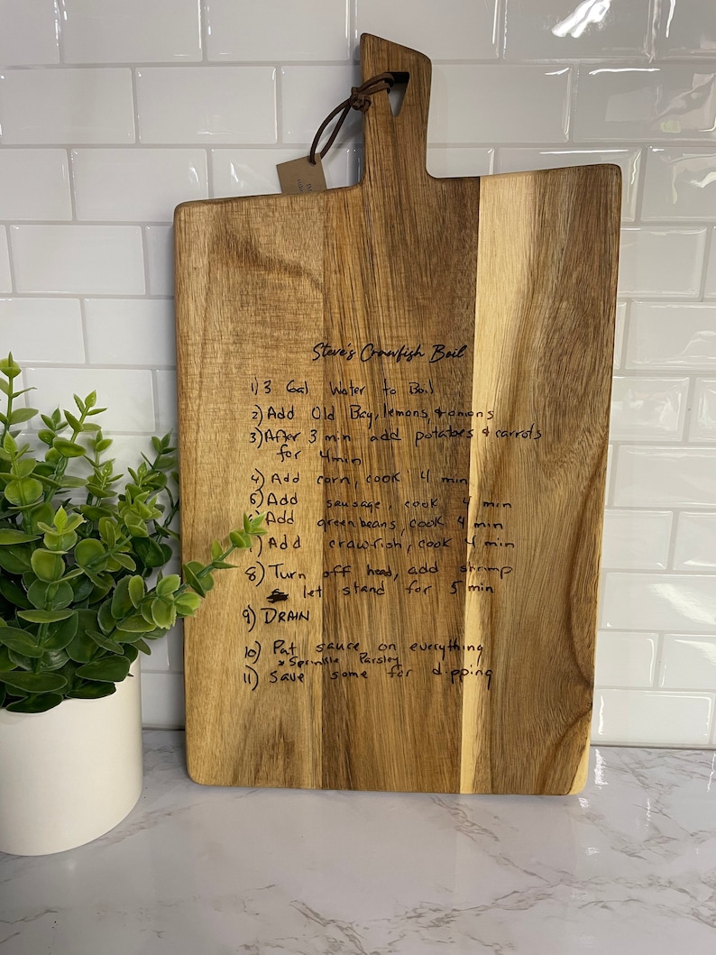 Laser Engraved Handwritten Recipe Cutting Board Etsy