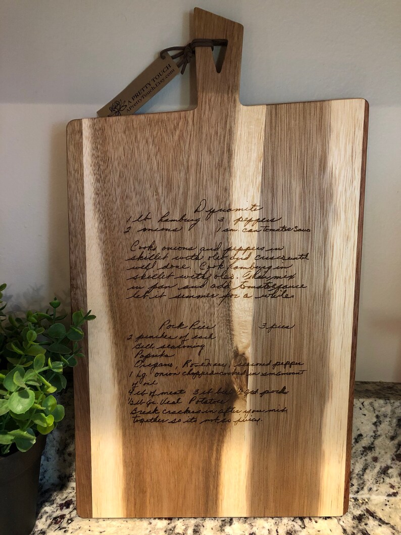 laser engraved handwritten recipe cutting board image 8