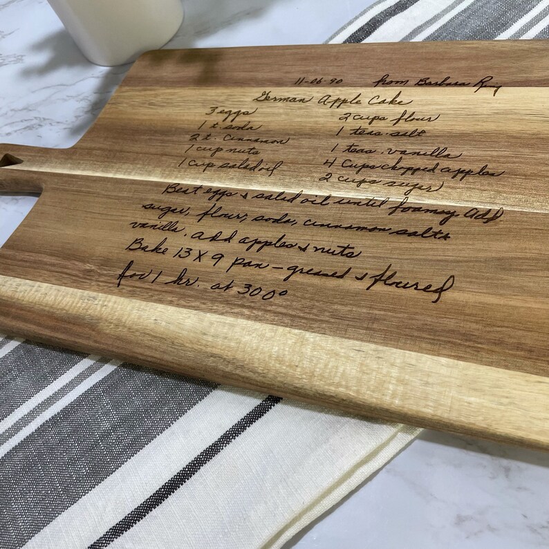 Laser Engraved Handwritten Recipe Cutting Board Etsy
