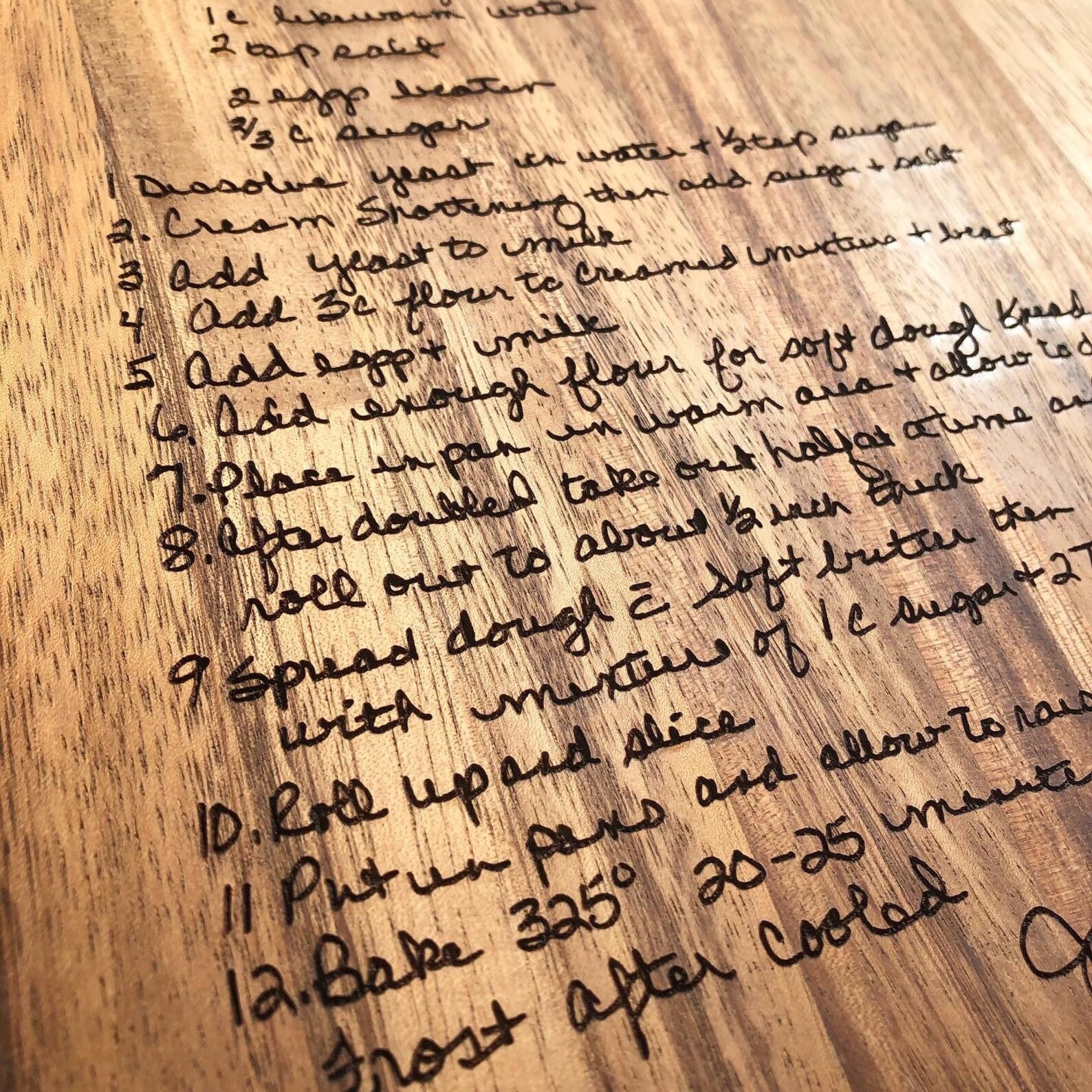 Laser Engraved Handwritten Recipe Cutting Board Etsy