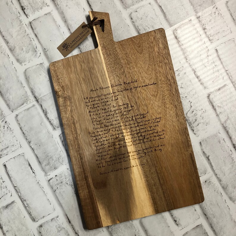 laser engraved handwritten recipe cutting board image 6