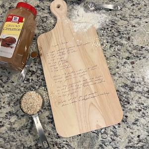 laser engraved handwritten recipe cutting board