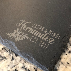 Laser engraved slate coasters