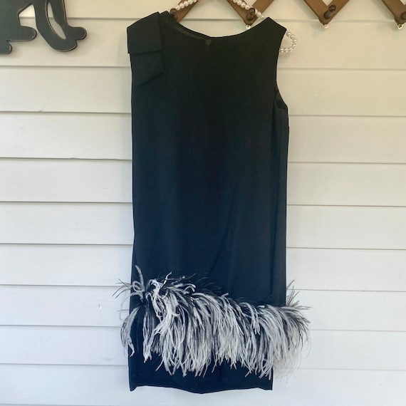 Vintage Ostrich Feather Trim Cape Dress Black She… - image 4