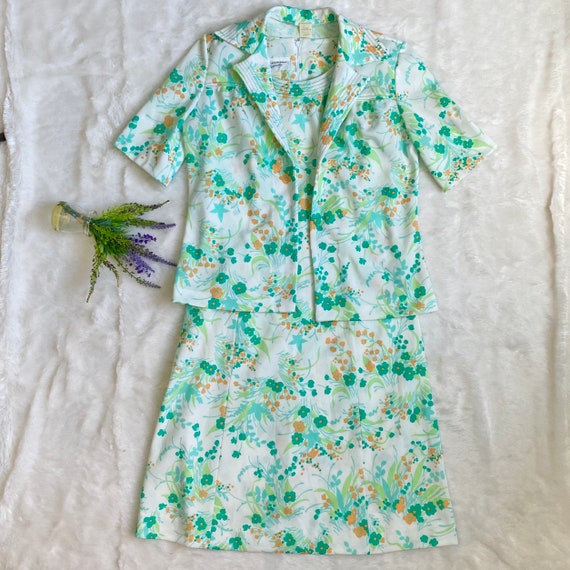 Vintage Bright Spring Floral Sheath Dress & Jacke… - image 3