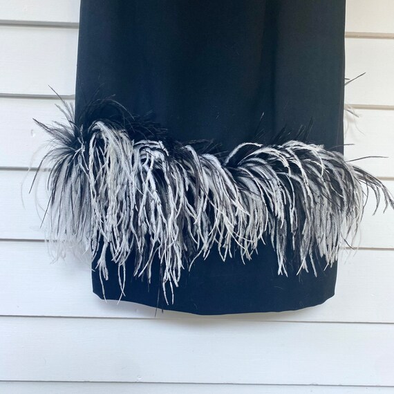Vintage Ostrich Feather Trim Cape Dress Black She… - image 2