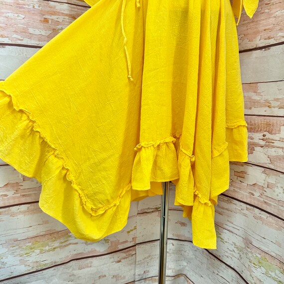 Vintage 90s Bright Yellow Cotton Summer fit and f… - image 4