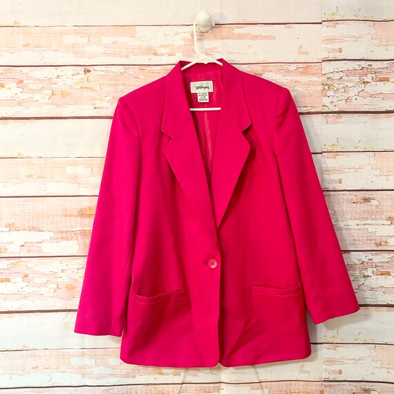 Vintage 90s Fuchsia Oversized Blazer by Worthingt… - image 1