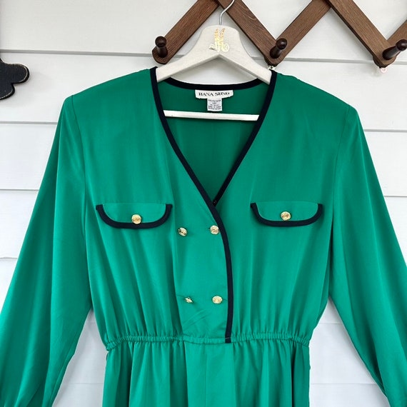 Vintage Kelly Green Day Dress By Hana Sung ~ NEW … - image 3