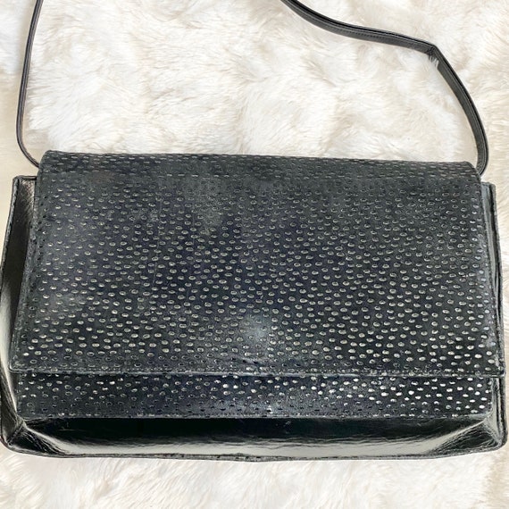 Vintage Stuart Weitzman Black Leather Shoulder Ba… - image 3