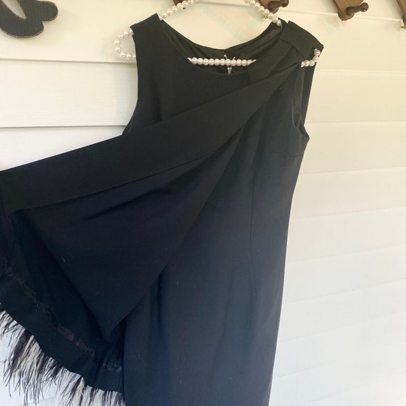 Vintage Ostrich Feather Trim Cape Dress Black She… - image 3