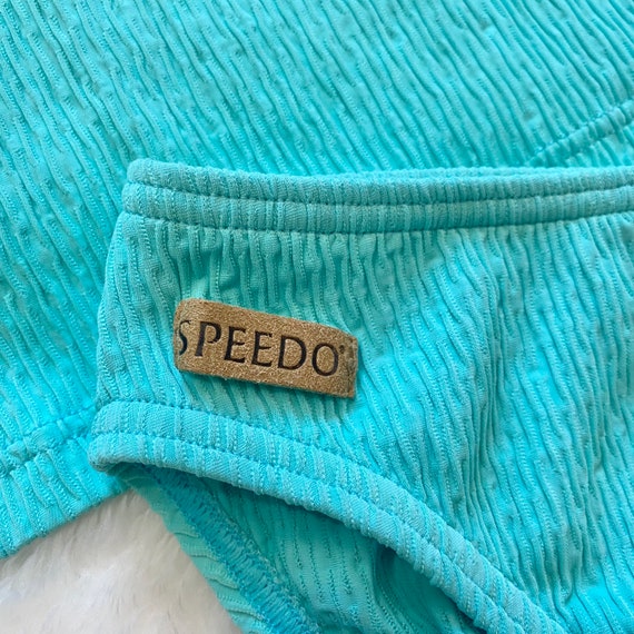 Speedo Vintage 90s Turquoise Blue Ribbed two Piec… - image 2