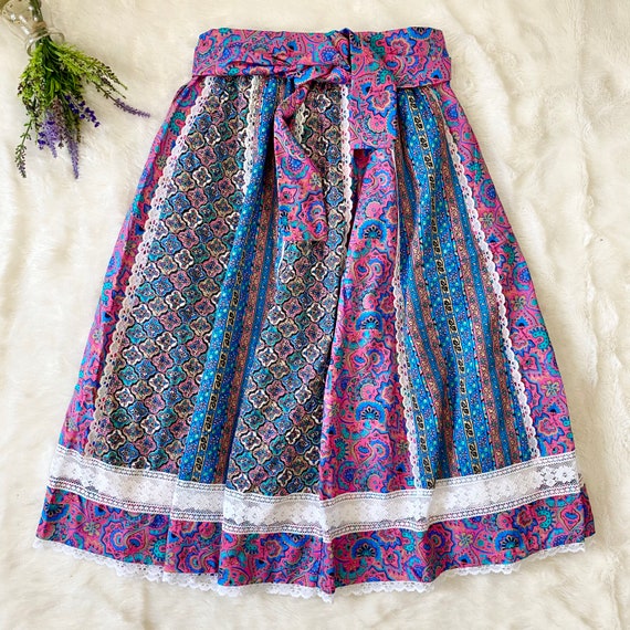 Vintage Mixed Print Patchwork A Line Skirt ~ Mult… - image 1