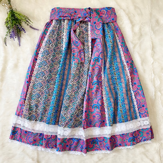 Vintage Mixed Print Patchwork A Line Skirt ~ Mult… - image 1