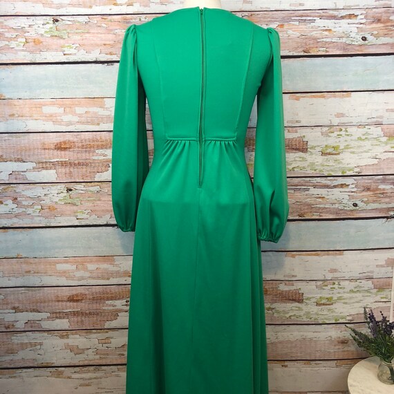 Vtg 1970s Kelly Green Maxi Dress ~ Peasant/ Hippi… - image 2