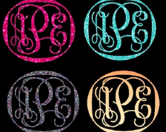 Framed Glitter vine font monogrammed heat transfer iron on, custom iron on, glitter initials, personalized monogram